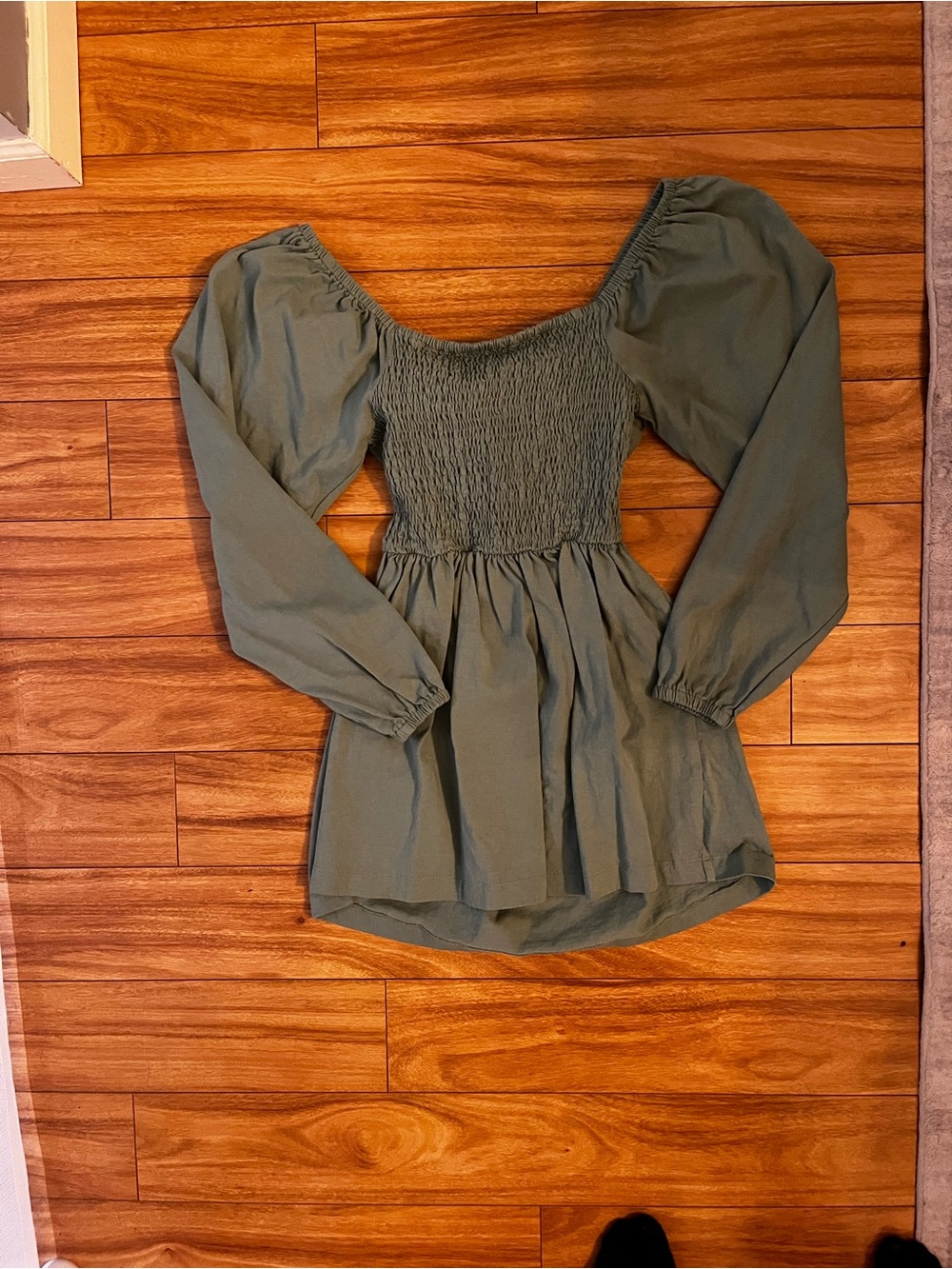 FP Beach Olive Green Smocked dress